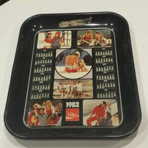Vintage 1982 Coca-Cola Metal Serving Tray Calendar – Retro Coke Advertising Coll